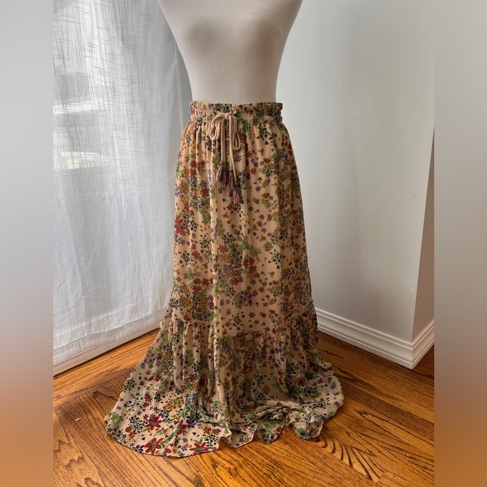 Zara Trafaliuc collection floral maxi skirt with tie
